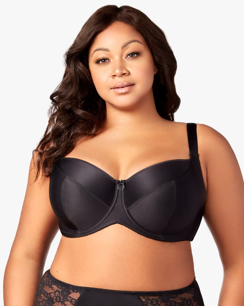 Front of a model wearing a size 34E Balcony Underwire Bra in Black by Elila. | dia_product_style_image_id:151342